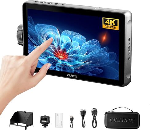 VILTROX DC-A1 2800Nits 7" Touchscreen Camera Field Monitor Sunshade Battery | 7 Inch Full HD 1920x1080 IPS 4K HDMI Loop In/Out 3D LUT Waveform Vectorscope Histogram Focus Peaking Zebra for Video Shooting in Kuwait