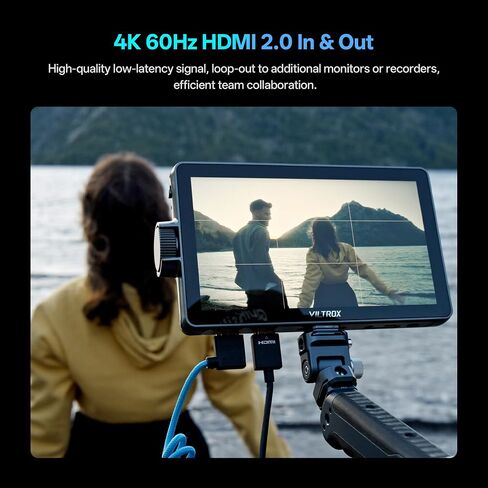 VILTROX DC-A1 2800Nits 7" Touchscreen Camera Field Monitor Sunshade Battery | 7 Inch Full HD 1920x1080 IPS 4K HDMI Loop In/Out 3D LUT Waveform Vectorscope Histogram Focus Peaking Zebra for Video Shooting in Kuwait