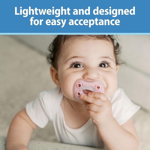 Dr. Brown's Advantage One-Piece Silicone Baby Pacifier, Fully Symmetrical Soother, Ecru/Light-Pink/Pink, 0-6M, BPA-Free, 4-Pack in Kuwait