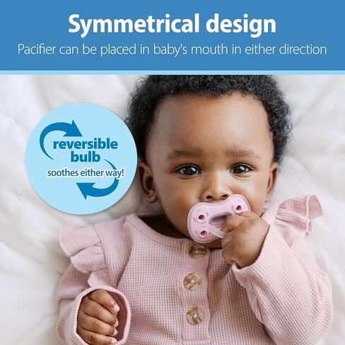 Dr. Brown's Advantage One-Piece Silicone Baby Pacifier, Fully Symmetrical Soother, Ecru/Light-Pink/Pink, 0-6M, BPA-Free, 4-Pack in Kuwait