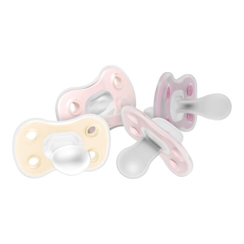 Dr. Brown's Advantage One-Piece Silicone Baby Pacifier, Fully Symmetrical Soother, Ecru/Light-Pink/Pink, 0-6M, BPA-Free, 4-Pack in Kuwait
