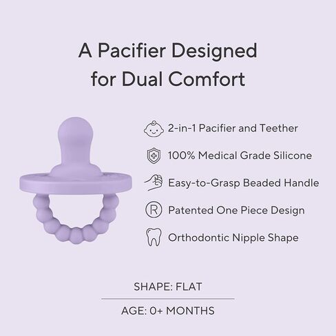 Ryan & Rose Cutie PAT All-in-One Pacifier and Teether Massaging Teething Ring and Hideaway Binky for Growing Babies (Canvas (3 Pack), Flat) in Kuwait