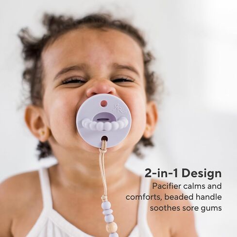 Ryan & Rose Cutie PAT All-in-One Pacifier and Teether Massaging Teething Ring and Hideaway Binky for Growing Babies (Canvas (3 Pack), Flat) in Kuwait