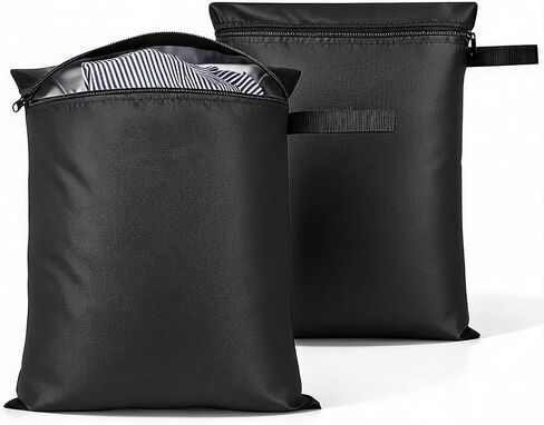 2PCS Water Resistant Wet Dry Bag 12x16" Waterproof Reusable Swim Clothes Storage Bags Small Swimsuit Dirty Clothes Laundry Bag Zippered Pockets with Handle for Baby Items and Travel, Machine Washable in Kuwait