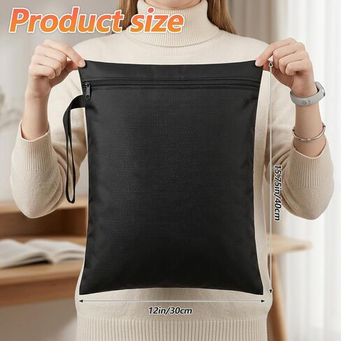 2PCS Water Resistant Wet Dry Bag 12x16" Waterproof Reusable Swim Clothes Storage Bags Small Swimsuit Dirty Clothes Laundry Bag Zippered Pockets with Handle for Baby Items and Travel, Machine Washable in Kuwait