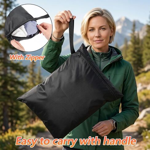 2PCS Water Resistant Wet Dry Bag 12x16" Waterproof Reusable Swim Clothes Storage Bags Small Swimsuit Dirty Clothes Laundry Bag Zippered Pockets with Handle for Baby Items and Travel, Machine Washable in Kuwait