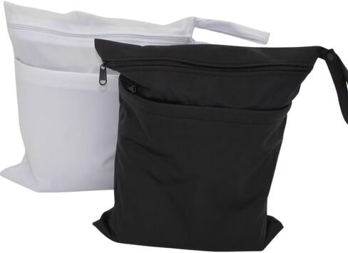 Hoovy Wet/Dry Storage Bags – 2 Pack Waterproof Diaper Organizer, Reusable Travel Bags with Dual Zipper Compartments, Leak-Resistant for Baby Essentials, Swim & Travel in Kuwait