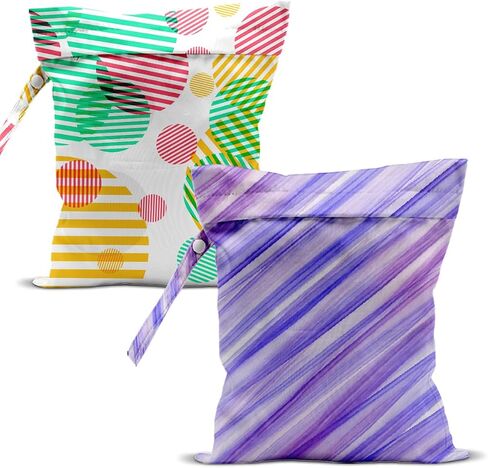 Swimsuit Bag Wet Bags for Travel Reusable Waterproof Dry Bags Diaper Bag White Stripe Wet Bag for Swimsuit Towels Beach Gym 10.2×12.6 Inches in Kuwait