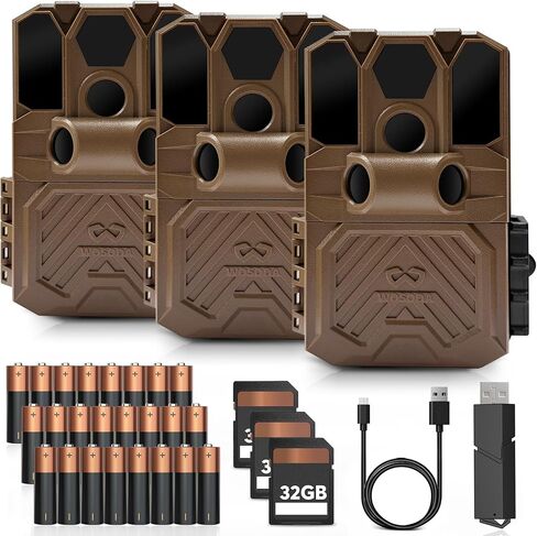 WOSODA 3 Pack Trail Cameras with Night Vision Motion Activated Waterproof,40MP Game Camera,2K HD Trail Cam with 32GB SD Card for Wildlife Monitoring,Outdoor Scouting & Security in Saudi Arabia