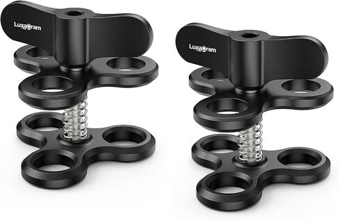Luxagram 2PCS Dual-Port Ball Clamp, Aluminum Butterfly Clamp | Professional for Underwater Photography with Ergonomic Resin Handles for Camera Tray & Lighting Arm Systems in Kuwait