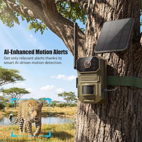 ClipBlur 4G LTE Solar Trail Camera, 1080P Wireless Outdoor, Night Vision | 6000mAh battery, SIM included, IP66 waterproof trail camera for wildlife, bird watching, farms and hunting, No WiFi needed in Kuwait