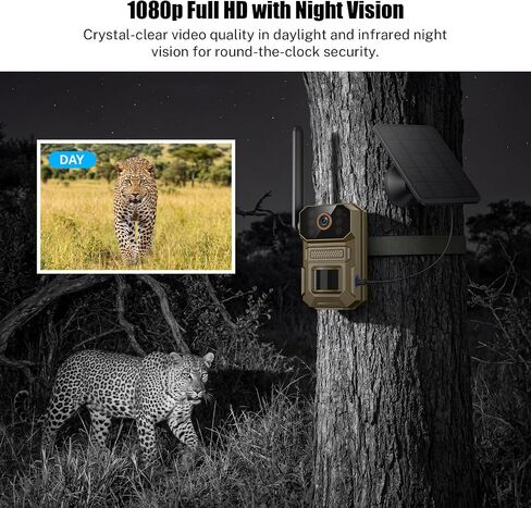 ClipBlur 4G LTE Solar Trail Camera, 1080P Wireless Outdoor, Night Vision | 6000mAh battery, SIM included, IP66 waterproof trail camera for wildlife, bird watching, farms and hunting, No WiFi needed in Kuwait
