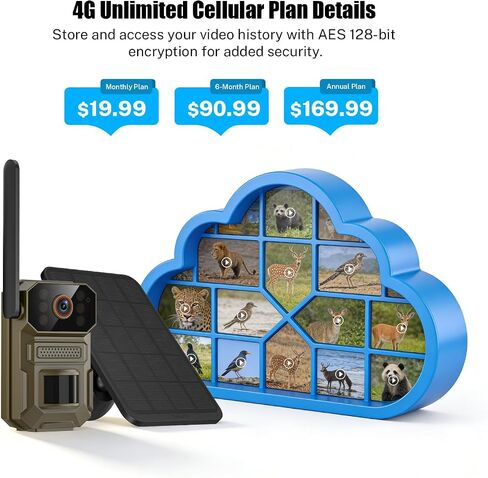 ClipBlur 4G LTE Solar Trail Camera, 1080P Wireless Outdoor, Night Vision | 6000mAh battery, SIM included, IP66 waterproof trail camera for wildlife, bird watching, farms and hunting, No WiFi needed in Kuwait