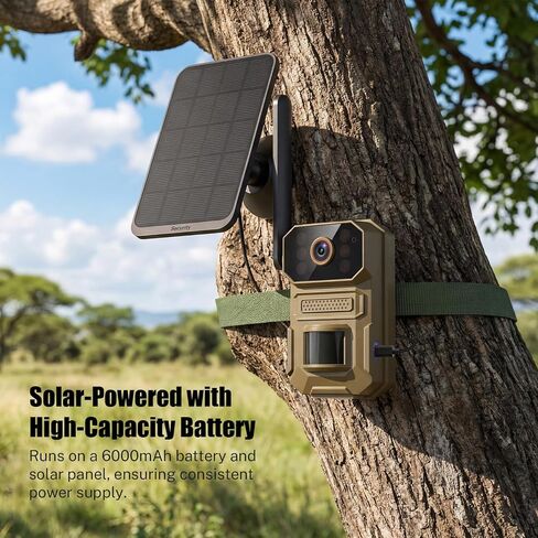 ClipBlur 4G LTE Solar Trail Camera, 1080P Wireless Outdoor, Night Vision | 6000mAh battery, SIM included, IP66 waterproof trail camera for wildlife, bird watching, farms and hunting, No WiFi needed in Kuwait