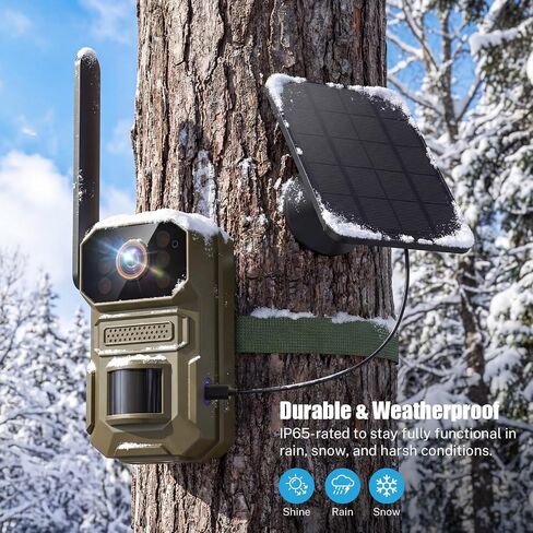 ClipBlur 4G LTE Solar Trail Camera, 1080P Wireless Outdoor, Night Vision | 6000mAh battery, SIM included, IP66 waterproof trail camera for wildlife, bird watching, farms and hunting, No WiFi needed in Kuwait