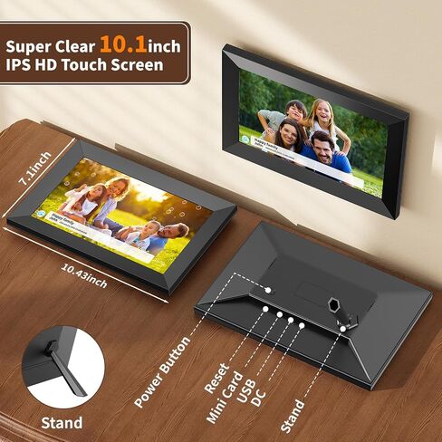 Digital Picture Frame,10.1 Inch 1280x800 IPS Touch Screen 16GB,Digital Photo Frame with Auto-Rotate，Supports SD Cards, Tuya app,Gifts for Your Loves in Kuwait