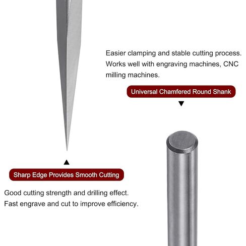 Engraving CNC Router Bit 1/8" 3.175mm Shank 0.1mm Tip 10 Degree Solid Carbide 3 Flutes with Plastic Box for Wood Acrylic PVC MDF Plastic in Kuwait