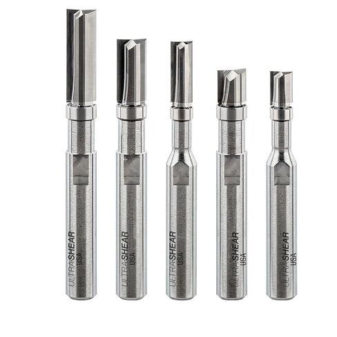 Micro-Bearing Pattern Bit, Straight Carbide Head, 1/4" Dia x 1/2" CL, Cut Intricate Patterns & Tight Radius Inlays with Micro Bearing Guide, Router Bit, USA Made - US222550TPS in Kuwait