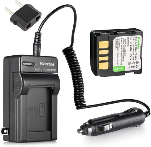 Kastar Battery and Charger Replacement for JVC BN-VF707 BN-VF714 BN-VF733 GR-D250 GR-D270 GR-D290 GR-D350 GR-D370 GZ-DF420 GR-DF450 GR-DF470 GR-DF550 Everio GZ-MG20 GZ-MG30 GZ-MG40 GZ-MG50 GZ-MG70 in Kuwait
