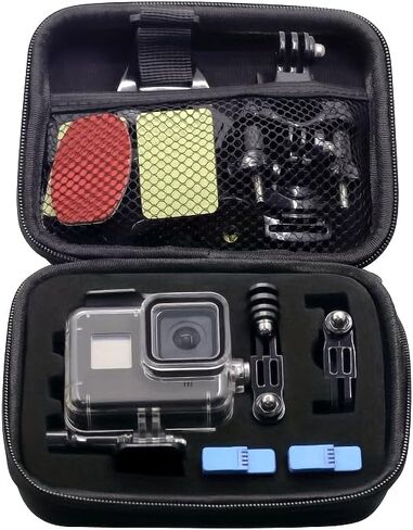 EVA Hard Shell Action Camera Storage Case - Shockproof Protective Travel Bag for Compact Action Cameras - Black Accessory Organizer in Kuwait