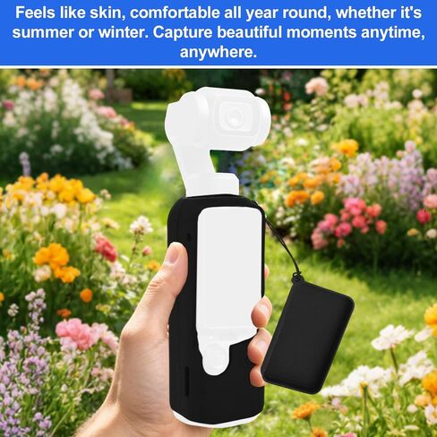 Silicone Case for DJI Osmo Pocket 4, Soft Protective Carrying Cover with Tempered Glass Screen and Lens Protector & Lanyard Camera Accessories for DJI Osmo Pocket 4 in Kuwait