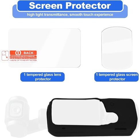 Silicone Case for DJI Osmo Pocket 4, Soft Protective Carrying Cover with Tempered Glass Screen and Lens Protector & Lanyard Camera Accessories for DJI Osmo Pocket 4 in Kuwait