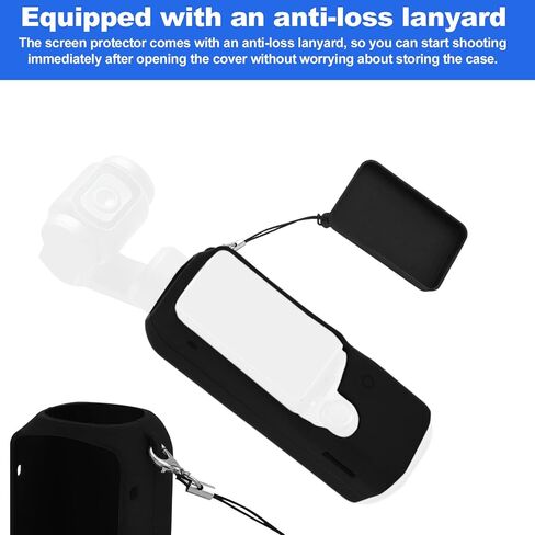 Silicone Case for DJI Osmo Pocket 4, Soft Protective Carrying Cover with Tempered Glass Screen and Lens Protector & Lanyard Camera Accessories for DJI Osmo Pocket 4 in Kuwait
