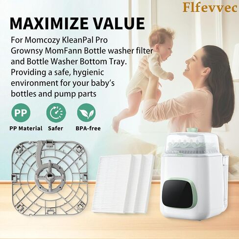 Bottle Washer Bottom Tray for MomCozy, KleanPal Pro Grownsy MomFann Papablic Bottle Washer Bottom Tray Replacement, Made of PP Material, Sturdy and Durable + 3Pack Air Filter in Kuwait