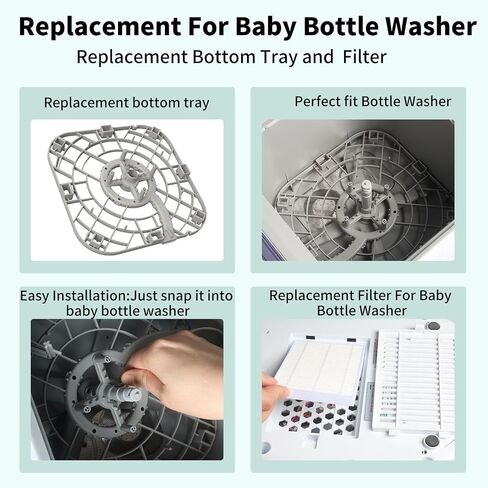 Bottle Washer Bottom Tray for MomCozy, KleanPal Pro Grownsy MomFann Papablic Bottle Washer Bottom Tray Replacement, Made of PP Material, Sturdy and Durable + 3Pack Air Filter in Kuwait