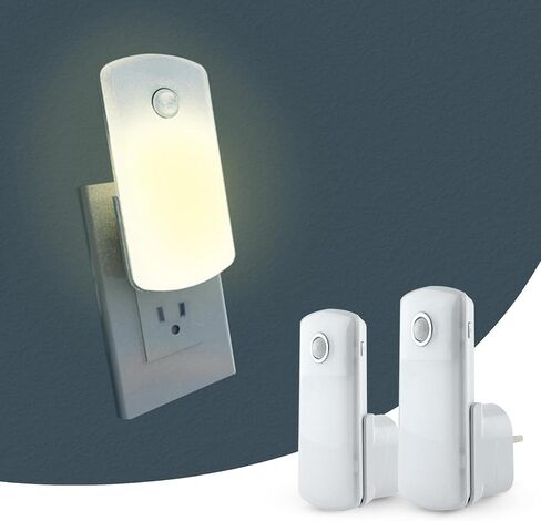 Night Light Plug into Wall with Motion Sensor, Auto On/Off, Portable with 3 Adjustable Modes, Nightlight for Kids, Nursery, Bedroom, Bathroom and Hallway (2 Pack) in Kuwait