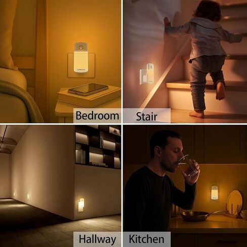 Night Light Plug into Wall with Motion Sensor, Auto On/Off, Portable with 3 Adjustable Modes, Nightlight for Kids, Nursery, Bedroom, Bathroom and Hallway (2 Pack) in Kuwait