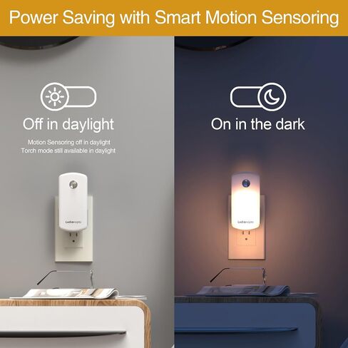 Night Light Plug into Wall with Motion Sensor, Auto On/Off, Portable with 3 Adjustable Modes, Nightlight for Kids, Nursery, Bedroom, Bathroom and Hallway (2 Pack) in Kuwait