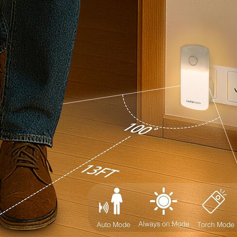 Night Light Plug into Wall with Motion Sensor, Auto On/Off, Portable with 3 Adjustable Modes, Nightlight for Kids, Nursery, Bedroom, Bathroom and Hallway (2 Pack) in Kuwait