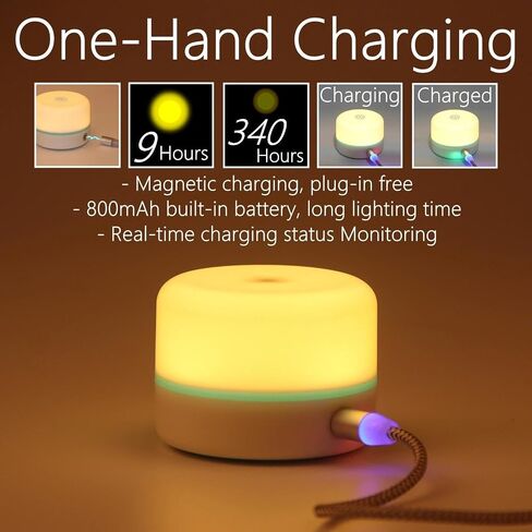 RTSU Nursery Night Light for Baby, Touch Activated, Magnetic Charging | Stepless Dimmable, Brightness Memory, Glow Ring, Bedside Lamp in Kuwait
