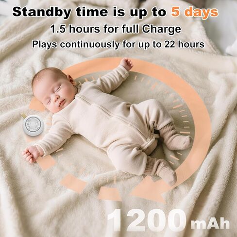 Portable Sound Machine - Perfect for Travel & Baby, White Noise Machine with 12-Hour Battery & Gentle Night Light, 24 Soothing Sounds for Sleep, Focus, Therapy, Nursery and Office in Kuwait