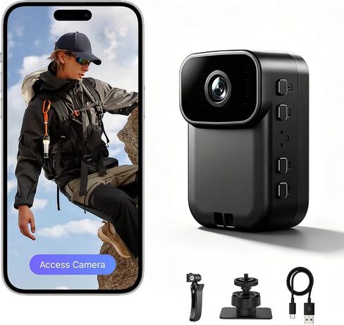 AEZ Body Camera with Audio & Video Recording, 1080P HD Wearable POV Camera with Night Vision, 460-Min Battery, WiFi App Control, Portable Action Camera for Vlogging Travel Work Security (No SD Card) in Kuwait