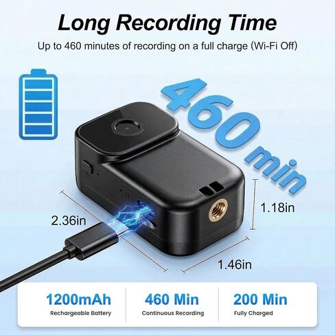 AEZ Body Camera with Audio & Video Recording, 1080P HD Wearable POV Camera with Night Vision, 460-Min Battery, WiFi App Control, Portable Action Camera for Vlogging Travel Work Security (No SD Card) in Kuwait