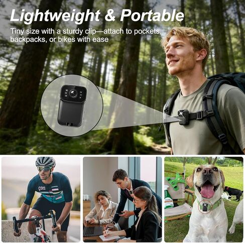 AEZ Body Camera with Audio & Video Recording, 1080P HD Wearable POV Camera with Night Vision, 460-Min Battery, WiFi App Control, Portable Action Camera for Vlogging Travel Work Security (No SD Card) in Kuwait