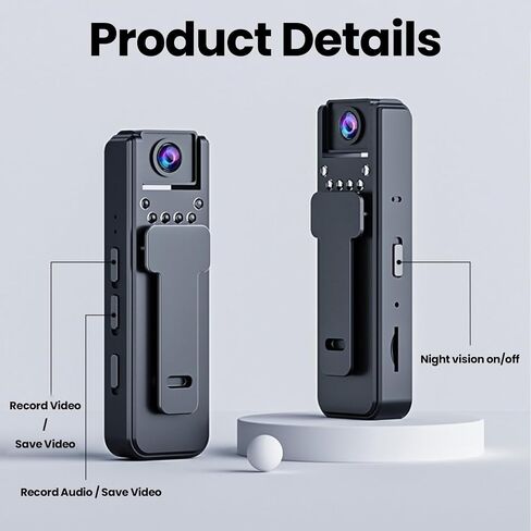 Sports Video Audio Recorder with 120 Degree Wide Angle- 1080P Wearable Personal Portable Cameras - Night Version Camcorder for Security Work Records Traveling, Clip-On Sports Recorder in Kuwait