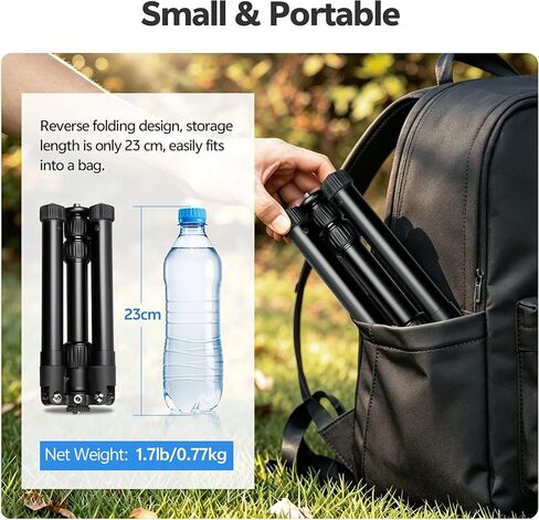 TONYBOO Camera Tripod, Portable Aluminum Alloy Compact Travel Tripod with 360° Ball Head & Detachable Legs, Lightweight Mini Vlog Tripod for DSLR Camera, Live Streaming, Outdoor Video in Kuwait