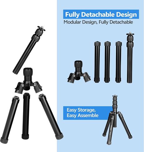 TONYBOO Camera Tripod, Portable Aluminum Alloy Compact Travel Tripod with 360° Ball Head & Detachable Legs, Lightweight Mini Vlog Tripod for DSLR Camera, Live Streaming, Outdoor Video in Kuwait