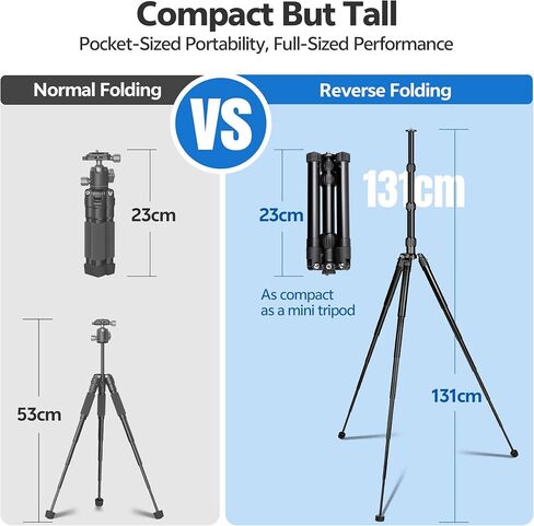 TONYBOO Camera Tripod, Portable Aluminum Alloy Compact Travel Tripod with 360° Ball Head & Detachable Legs, Lightweight Mini Vlog Tripod for DSLR Camera, Live Streaming, Outdoor Video in Kuwait