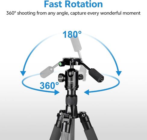 TONYBOO Camera Tripod, Portable Aluminum Alloy Compact Travel Tripod with 360° Ball Head & Detachable Legs, Lightweight Mini Vlog Tripod for DSLR Camera, Live Streaming, Outdoor Video in Kuwait