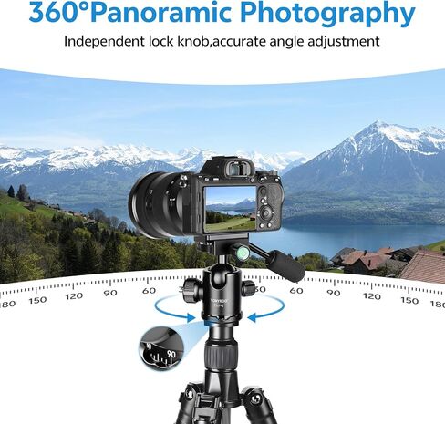 TONYBOO Camera Tripod, Portable Aluminum Alloy Compact Travel Tripod with 360° Ball Head & Detachable Legs, Lightweight Mini Vlog Tripod for DSLR Camera, Live Streaming, Outdoor Video in Kuwait