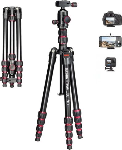Sunpak TravelLite Pro Reverse Folding 63' Tripod Black with red Accents in Kuwait