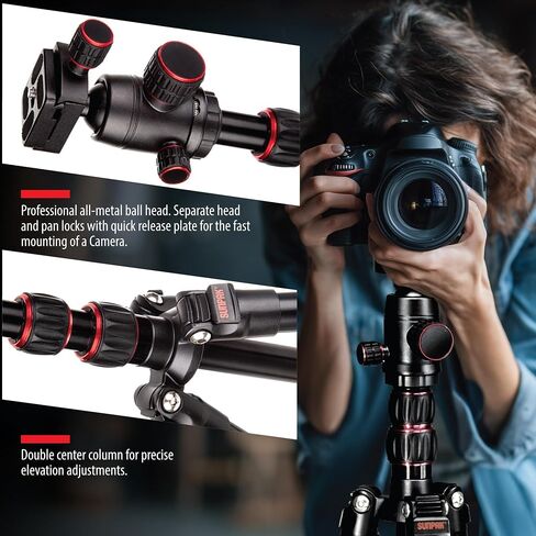 Sunpak TravelLite Pro Reverse Folding 63' Tripod Black with red Accents in Kuwait