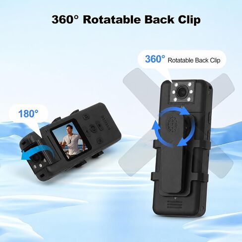 dahocamgo 4K Body Camera with Audio, Wearable Cam | 180° Rotating Lens, 6H Battery, IR Night Vision, Mini Cam for Pet, Office, Law Enforcement, No Wi-Fi, No SD Card in Kuwait