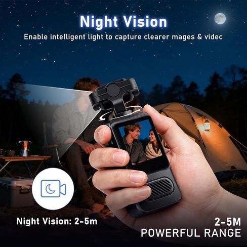 2K Body Camera with 180 Rotatable Lens, 1.54 inch Screen Wearable Video Recorder Bundle Includes 64GB TF Card, Card Reader, Lanyard, Motion Detection Loop Recording for Security in Kuwait