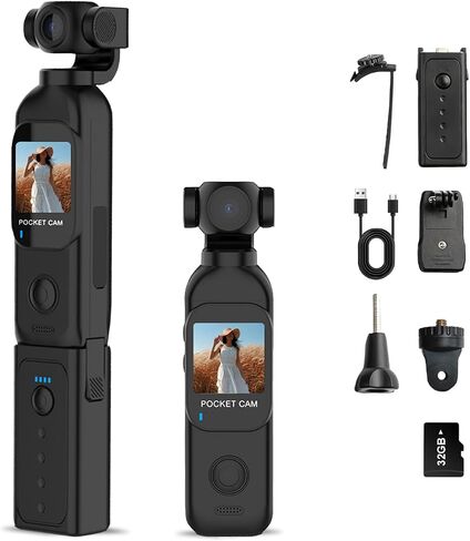 Body Camera with Audio & Video Recording Vlogging Camera Handheld POV Cameras with 270° Rotating Lens 1080P Pocket Body Cam with External Charging Pod Portable Video Recorder for Outdoor/Sports-32GB in Kuwait
