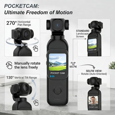 Body Camera with Audio & Video Recording Vlogging Camera Handheld POV Cameras with 270° Rotating Lens 1080P Pocket Body Cam with External Charging Pod Portable Video Recorder for Outdoor/Sports-32GB in Kuwait
